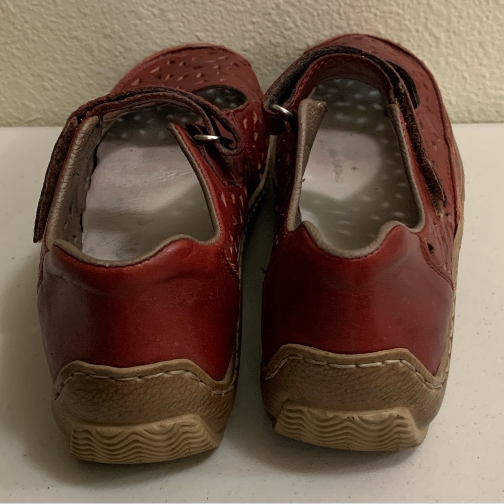 Rieker Red Leather Mary Janes Shoes Women’s Size 40 (Size 8.5-9) Laser Cut - Picture 2 of 10